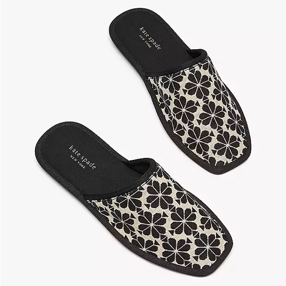 NWT Kate Spade Spade Flower Jacquard Dove Slippers - Picture 2 of 7
